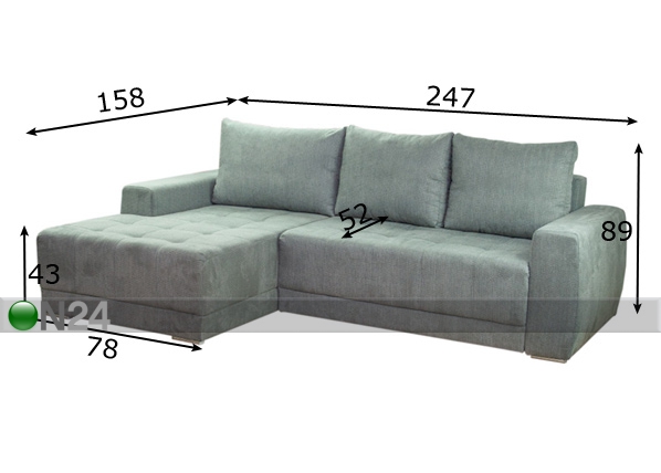 Угловой диван-кровать с ящиком Enna I размеры
