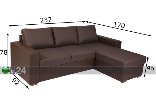 Угловой диван-кровать с ящиком Regina размеры