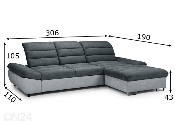 Угловой диван-кровать с ящиком Roma размеры