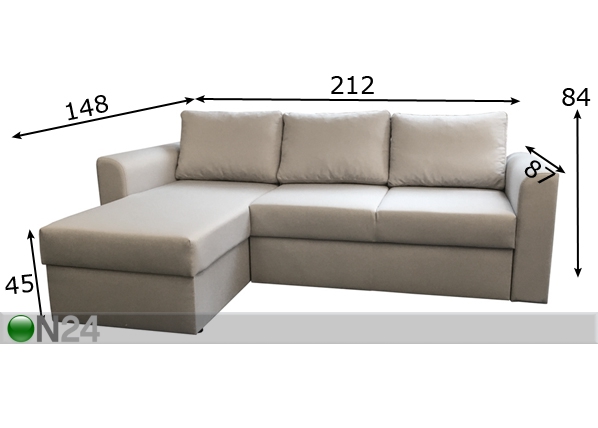 Угловой диван-кровать с ящиком Stockholm размеры