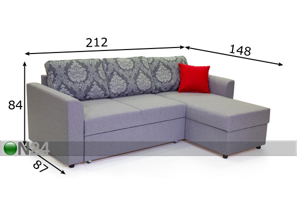 Угловой диван-кровать с ящиком Stockholm размеры