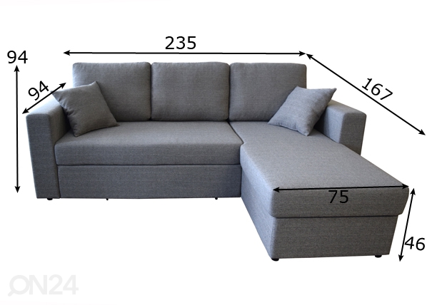 Угловой диван-кровать с ящиком Susanna1 размеры