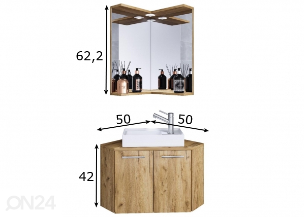 Угловой комплект в ванную комнату Vilosa размеры