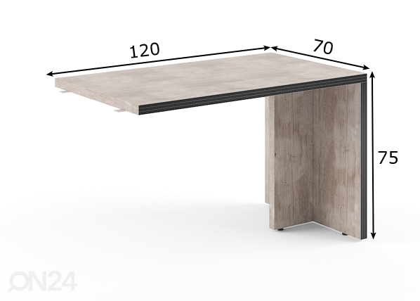 Удлинение для рабочего стола Torr размеры