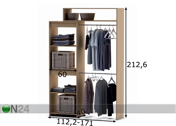 Удлиняемая гардеробная система Ide'Extensible размеры
