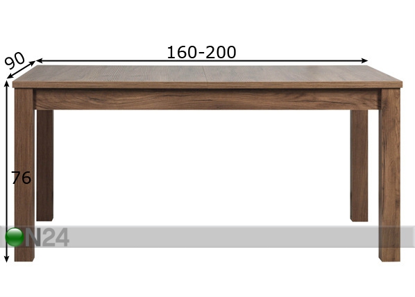 Удлиняемый обеденный стол 90x160-200 cm размеры