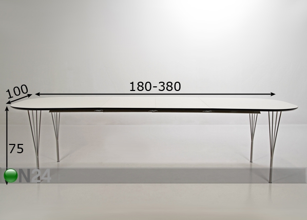 Удлиняемый обеденный стол Pippolo 100x180-380 cm размеры