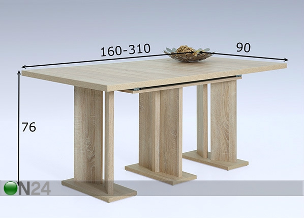 Удлиняемый стол Nadine 90x160-310 cm размеры
