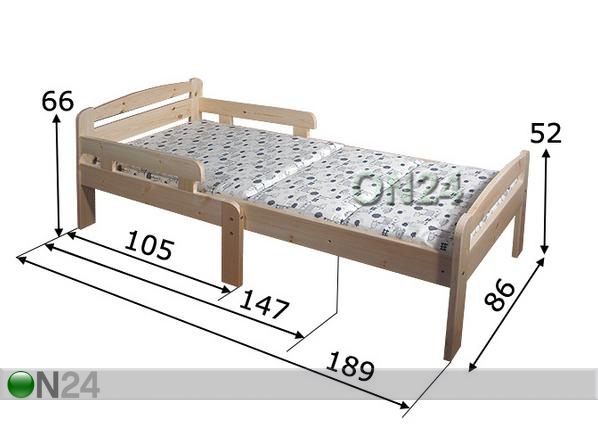 Удлиняющаяся детская кровать Kiku размеры