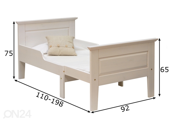 Удлиняющаяся кровать 75x100+42+42, белый размеры