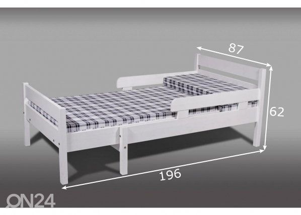Удлиняющаяся кровать Junior 75x120+35x35 cm размеры