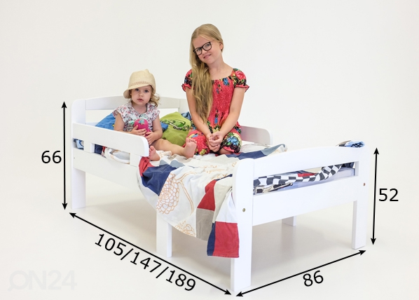 Удлиняющаяся кровать Kiku 75x100+42+42 cm размеры