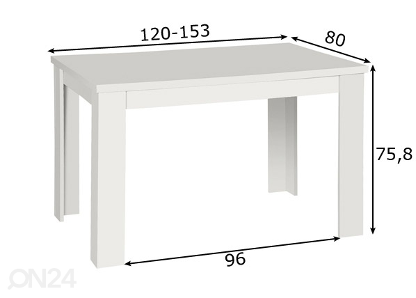 Удлиняющийся кухонный стол Standard 80x120-153 см размеры