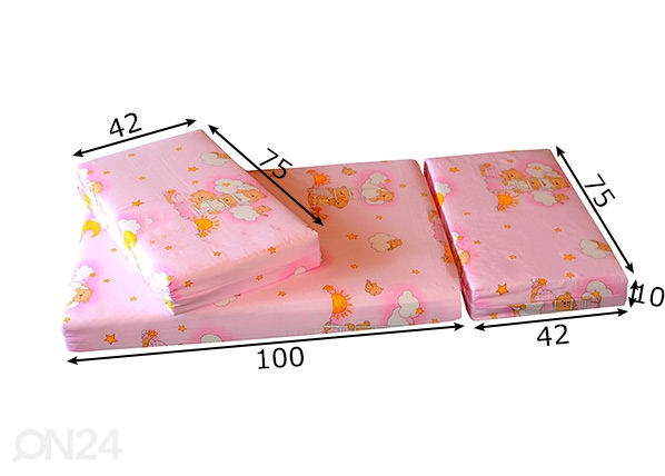 Удлиняющийся матрас Teddy Bear розовый 75x100+42+42 cm размеры