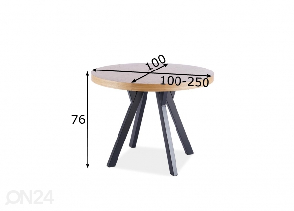 Удлиняющийся обеденный стол 100-250x100 cm размеры