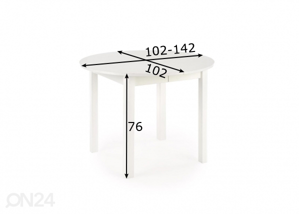 Удлиняющийся обеденный стол 102/142x102 cm размеры