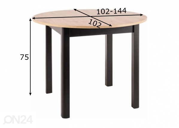 Удлиняющийся обеденный стол 102-144x102 cm размеры