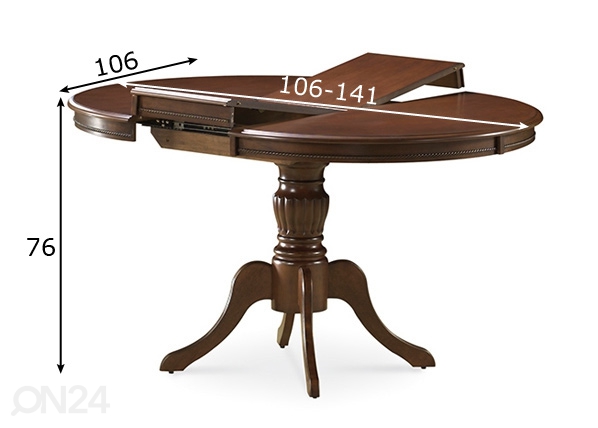 Удлиняющийся обеденный стол 106x106-141 cm размеры