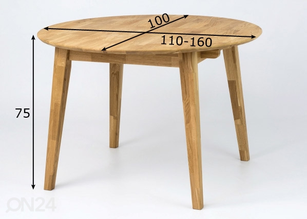Удлиняющийся обеденный стол 110/160x100 cm размеры