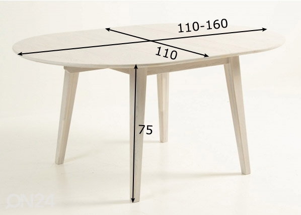 Удлиняющийся обеденный стол 110-160x110 cm размеры