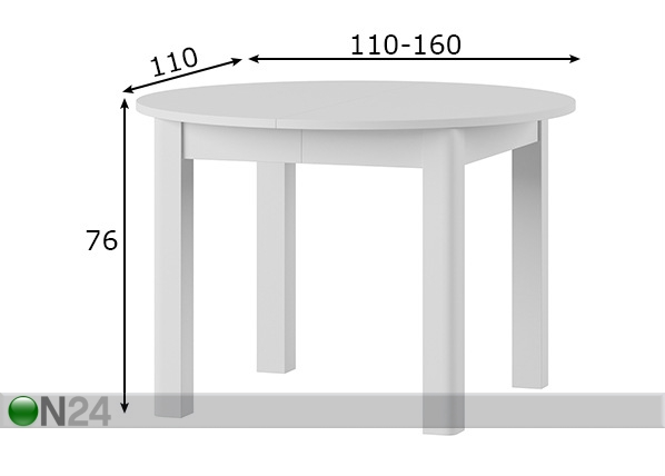 Удлиняющийся обеденный стол 110x110-160 cm размеры