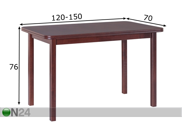 Удлиняющийся обеденный стол 120-150x70 cm размеры