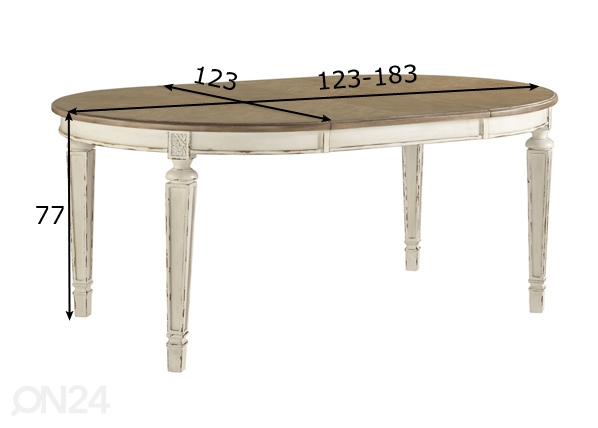 Удлиняющийся обеденный стол 123/183x123 cm размеры