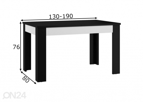 Удлиняющийся обеденный стол 130-190x80 cm размеры