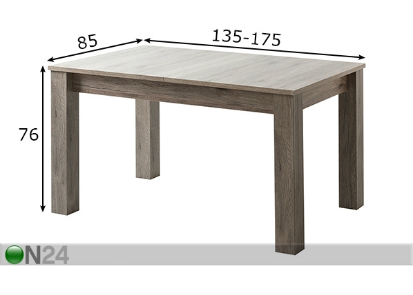 Удлиняющийся обеденный стол 135-175x85 cm размеры