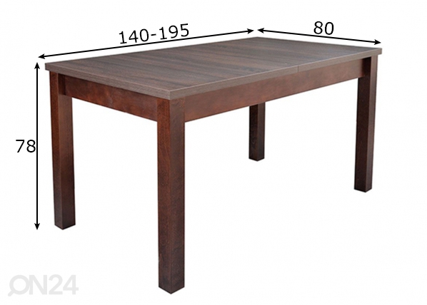 Удлиняющийся обеденный стол 140-195x80 cm размеры