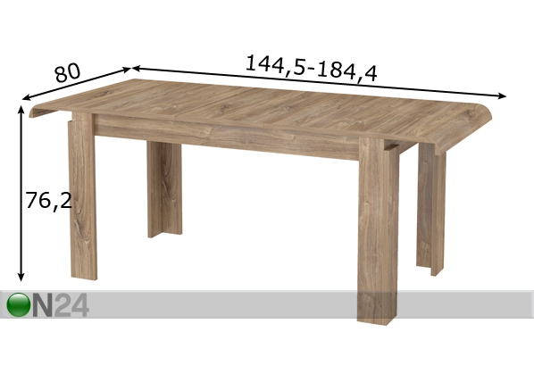 Удлиняющийся обеденный стол 144,5-184,4x80 cm размеры