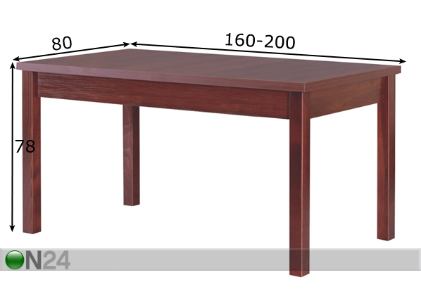 Удлиняющийся обеденный стол 160-200x80 cm размеры