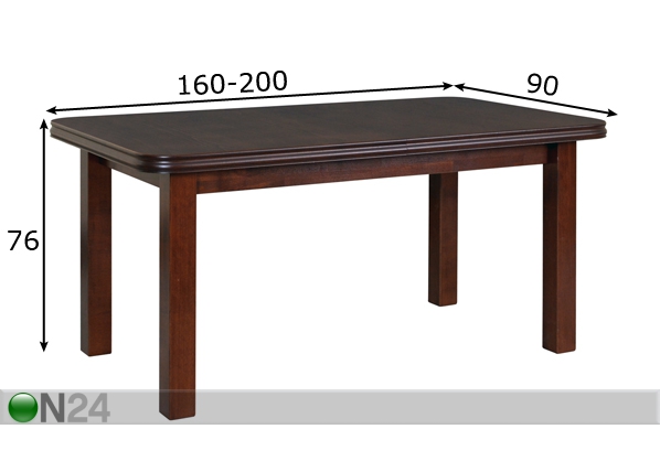 Удлиняющийся обеденный стол 160-200x90 cm размеры
