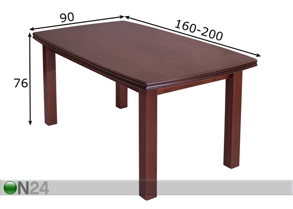Удлиняющийся обеденный стол 160-200x90 cm размеры