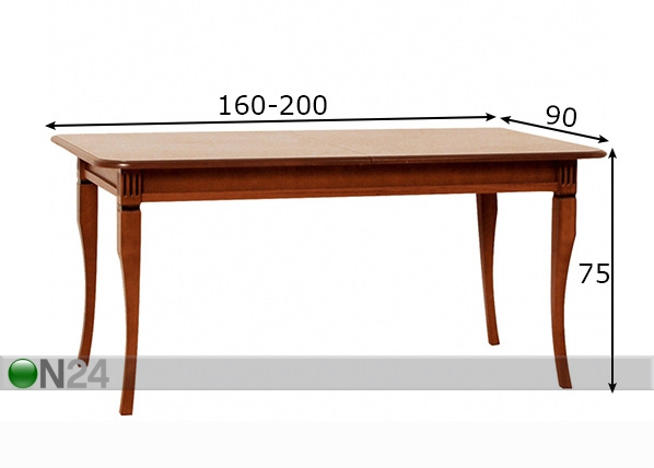Удлиняющийся обеденный стол 160-200x90cm размеры