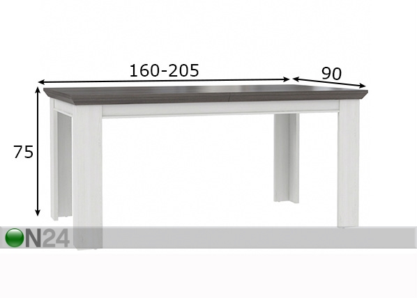 Удлиняющийся обеденный стол 160-205x90 cm размеры
