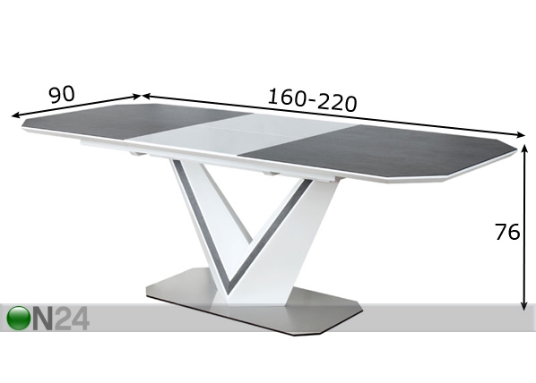 Удлиняющийся обеденный стол 160-220x90 cm размеры