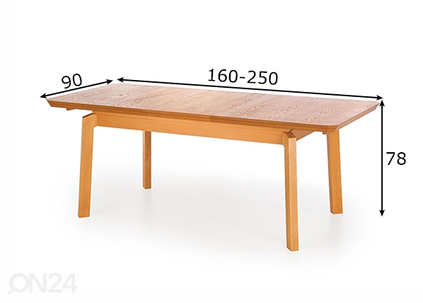Удлиняющийся обеденный стол 160-250x90 cm размеры