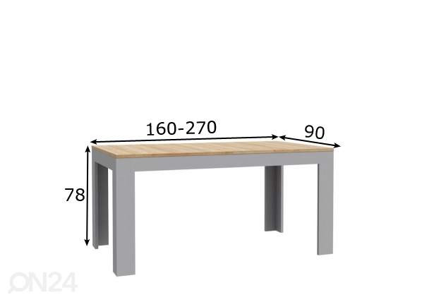 Удлиняющийся обеденный стол 160/270x90 cm размеры