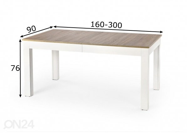 Удлиняющийся обеденный стол 160/300x90 cm размеры