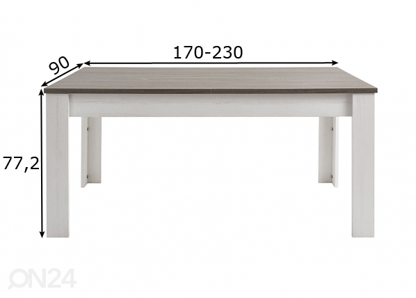 Удлиняющийся обеденный стол 170-230x90 cm размеры