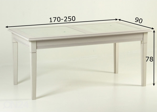 Удлиняющийся обеденный стол 170/250x90 cm размеры