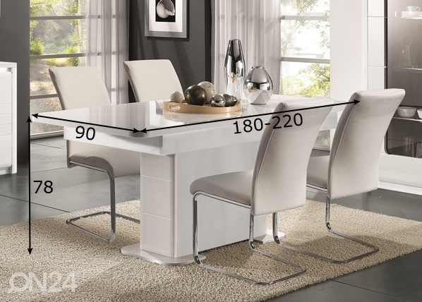 Удлиняющийся обеденный стол 180/220x90 cm размеры