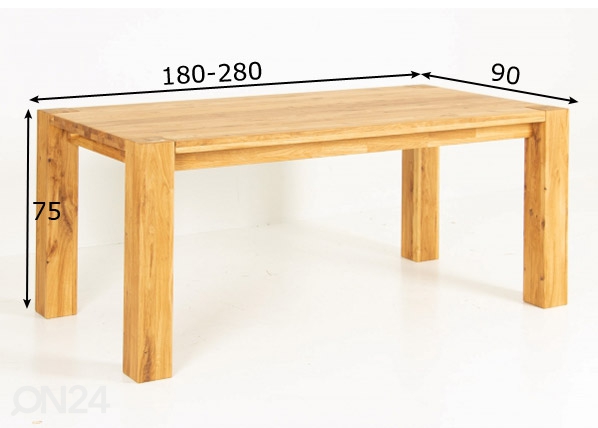 Удлиняющийся обеденный стол 180-280x90 cm размеры