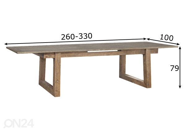 Удлиняющийся обеденный стол 260-330x100 cm размеры