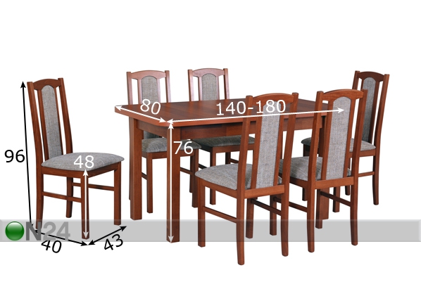 Удлиняющийся обеденный стол + 6 стула размеры