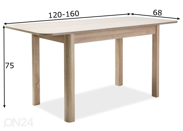 Удлиняющийся обеденный стол 68x120-160 cm размеры