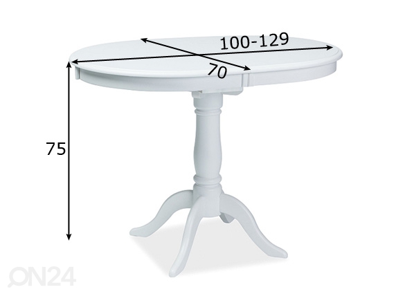 Удлиняющийся обеденный стол 70x100-129 cm размеры