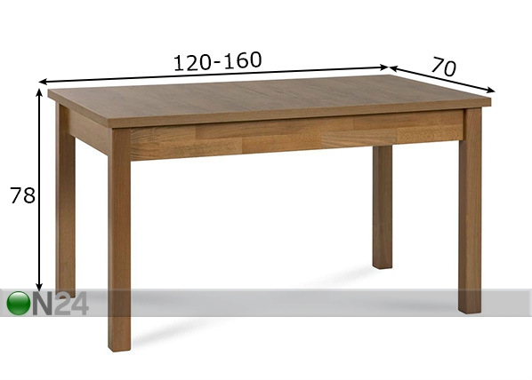 Удлиняющийся обеденный стол 70x120-160 cm размеры