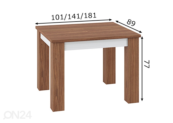 Удлиняющийся обеденный стол 77x101/141/181cm